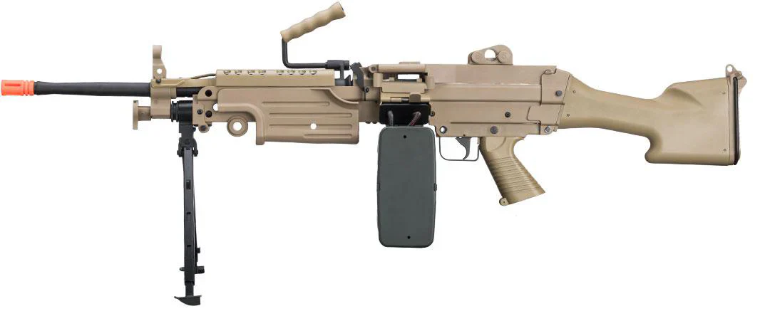 A&K M249 SAW MKII Steel Body AEG LMG w/ Reinforced Gearbox (Black / Tan)