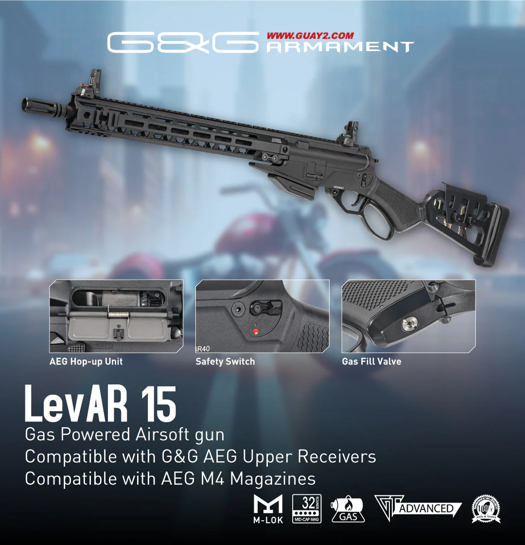 G&G LevAR Gas Powered Lever Action Airsoft Rifle (7" / 15") INSTOCK NOW - Image 3