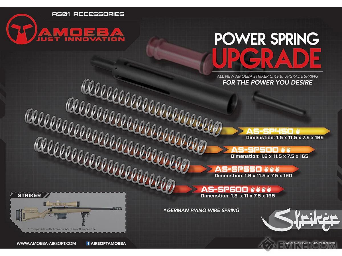 ALL NEW AMOEBA STRIKER C.P.S.B. UPGRADE SPRING DIM. 1.6X11.5X7.5X165 AS-SP500
