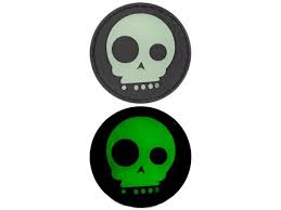 Glow in the Dark PVC Hook and Loop Patch - "Funny Skull"