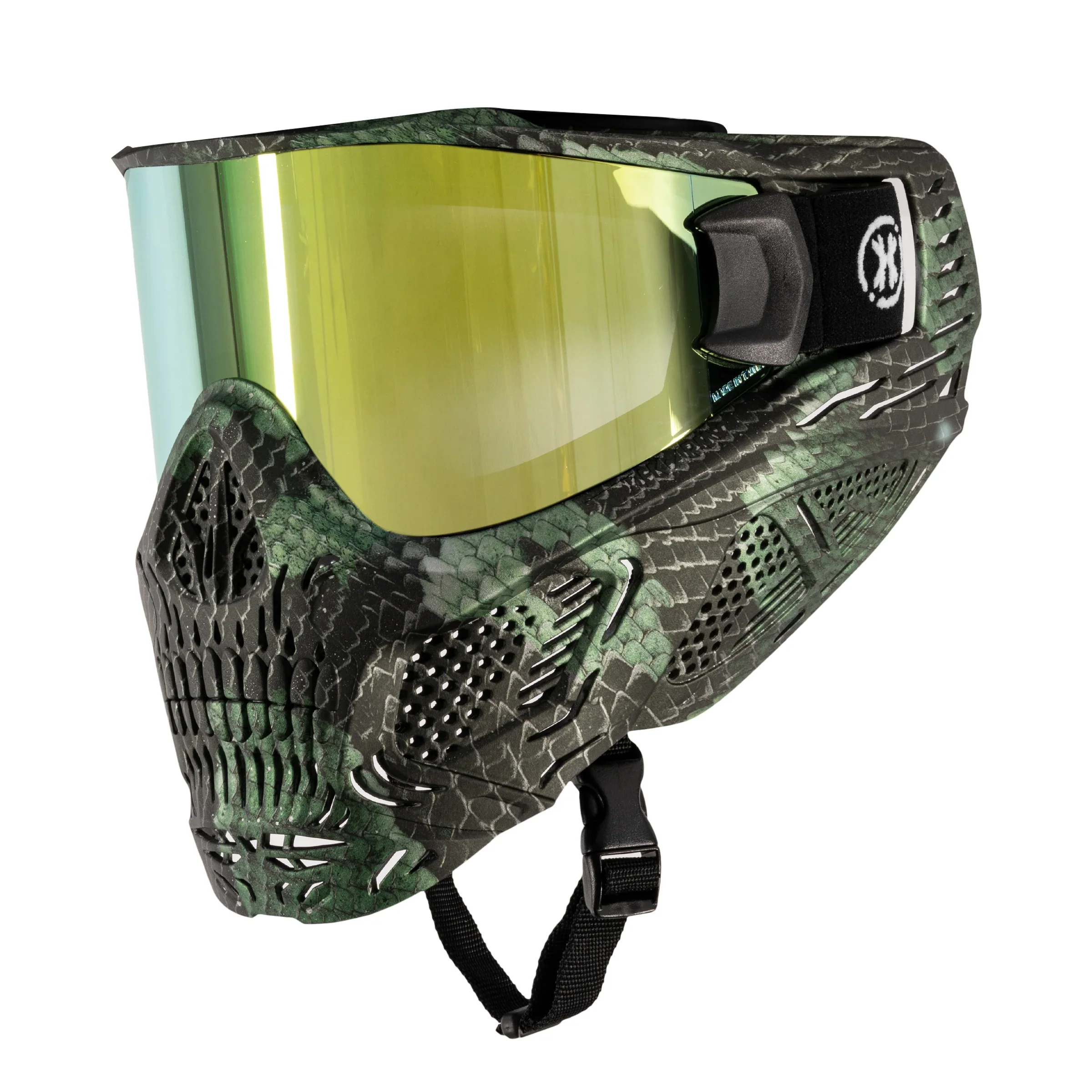HK Army HSTL SKULL GOGGLE SNAKE GREEN W/ GOLD LENS