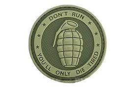 Matrix "Don't Run, You'll Only Die Tired" PVC IFF Hook and Loop Patch (Color: OD Green)