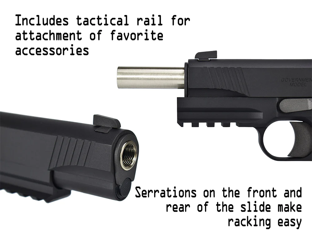 EMG Cybergun Colt 1911 Goverment Combat Unit T8 GBB Pistol Airsoft - BK - Image 3