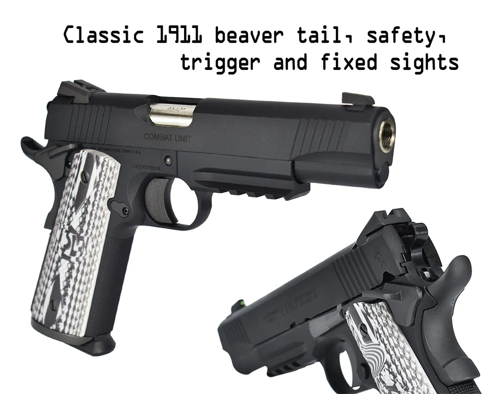 EMG Cybergun Colt 1911 Goverment Combat Unit T8 GBB Pistol Airsoft - BK - Image 4