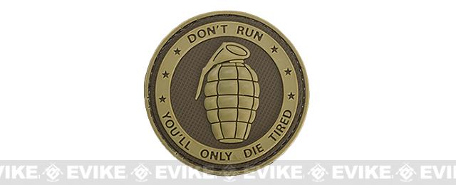 Matrix "Don't Run, You'll Only Die Tired" PVC IFF Hook and Loop Patch (Color: Tan)