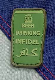 Very Tactical "Beer Drinking Infidel" PVC Hook and Loop Patch (Color: OD Green)
