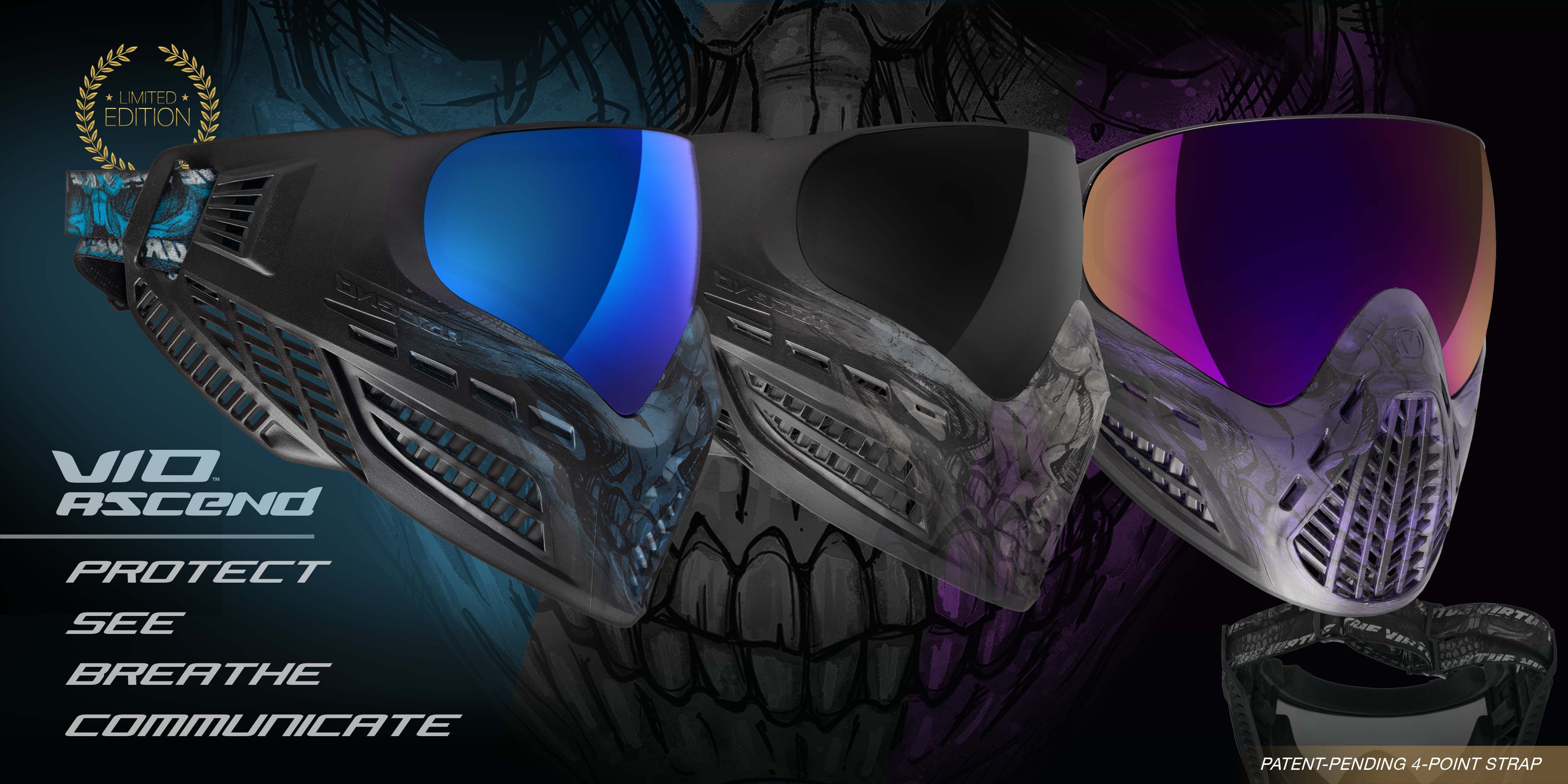 Virtue VIO Ascend Goggle - Cyan Skull - Image 3